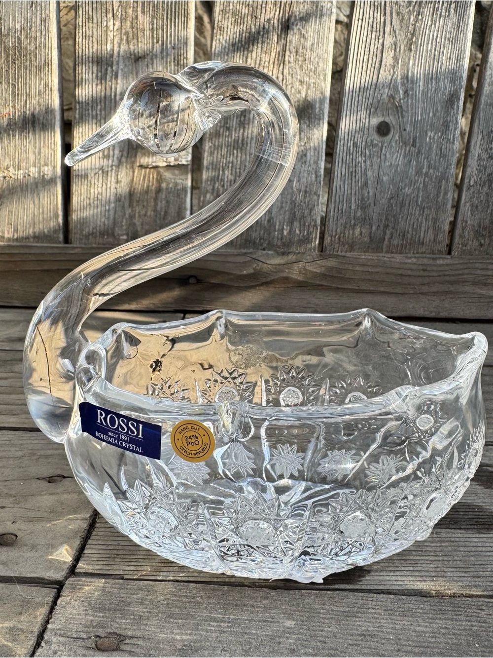 Source Unknown Rossi Clear Crystal Swan Bowl